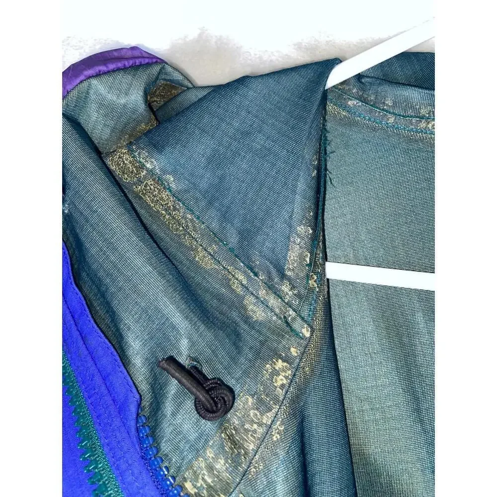 Vintage 90s LL Bean Jacket Men XL Blue Green Anorak Colorblock Aztec Made in USA